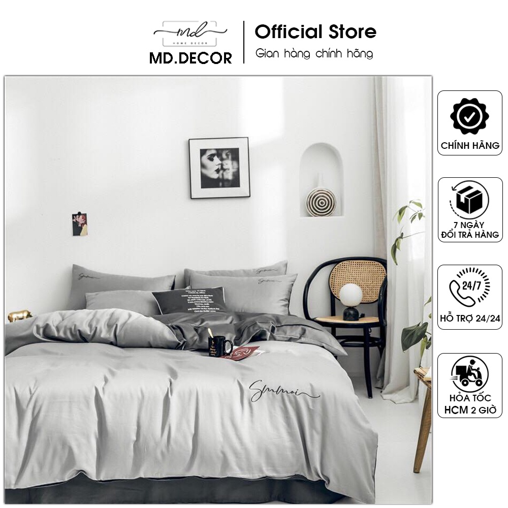 Bộ chăn ga gối Lụa Tencel 40S MD.Decor nhập khẩu Full hộp cao cấp miễn phí may drap bo chun mọi kích thước