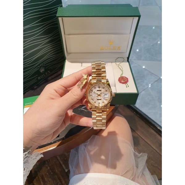 Đồng hồ Rolex nữ mặt gân thời trang