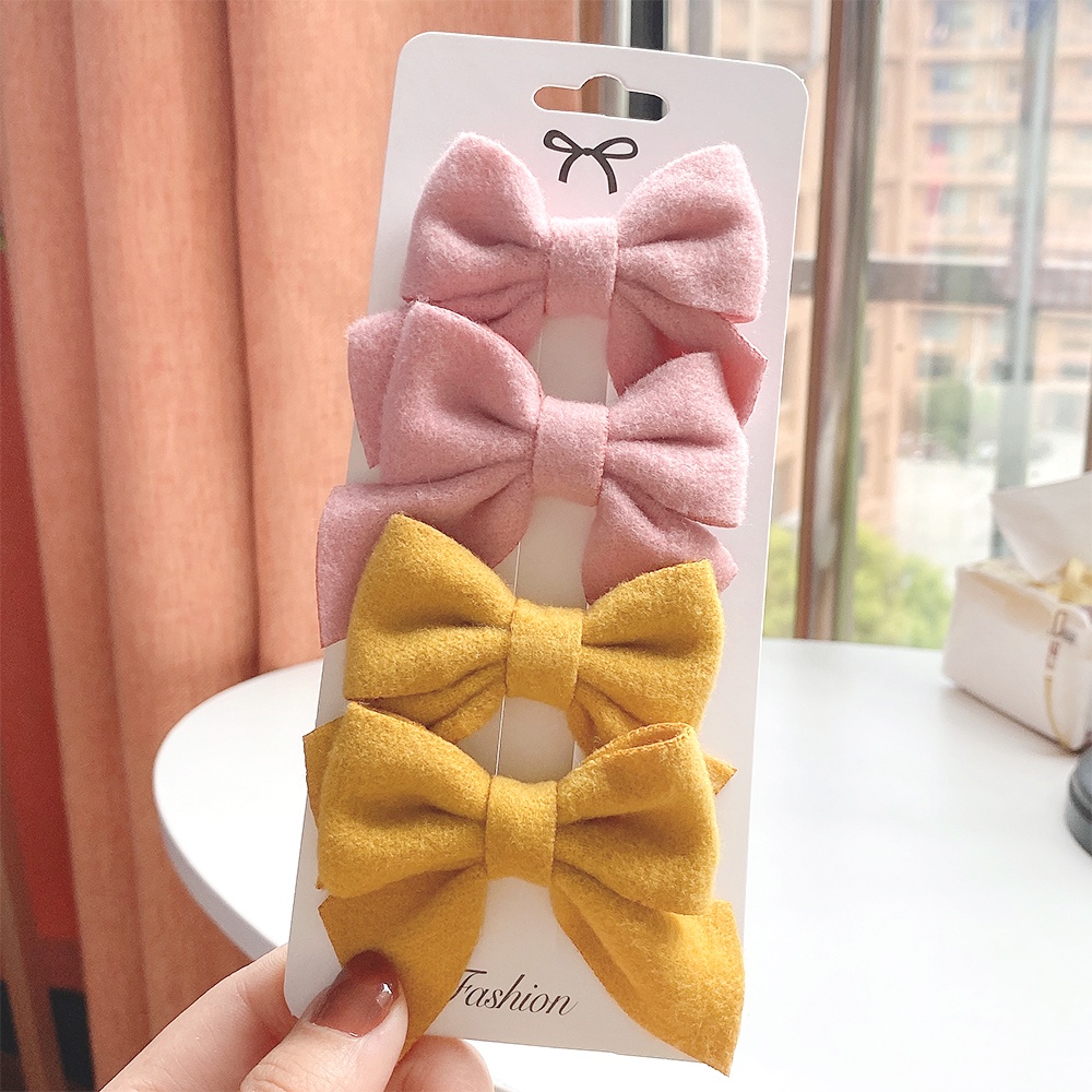 KIDSBOWS Set 4 Kẹp Tóc Hình Nơ Dễ Thương Cho Bé Gái