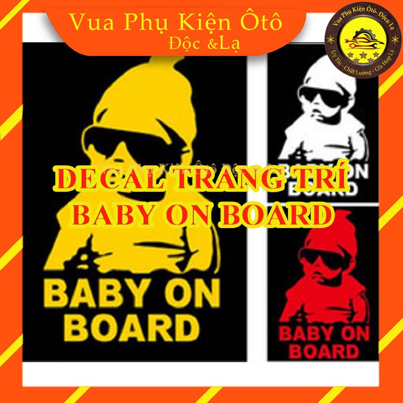 Tem trang trí decal BABY ON BOARD - decal trang trí ô tô, xe hơi