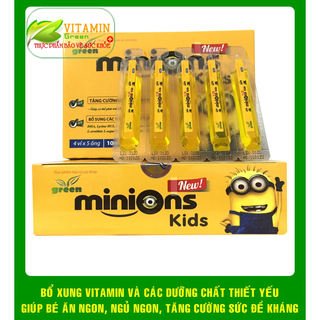 MINIONS KIDS GIÚP BÉ ĂN NGON, NGỦ NGON, TĂNG CƯỜNG SỨC ĐỀ KHÁNG 20 ỐNG