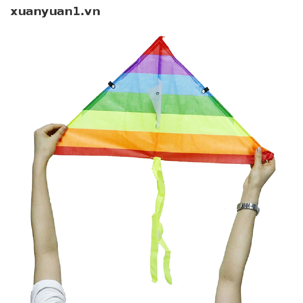 Diều bằng vải màu cầu vồng với dây 50M dùng ngoài trời dành cho trẻ em