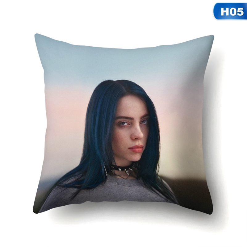 Vỏ Gối Polyester In Hình Billie Eilish Trang Trí Nhà Cửa