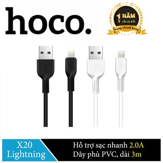 Cáp sạc Lightning Hoco X20 sạc nhanh cho iPhone/iPad dài 3M - Hãng phân phối chính thức