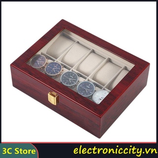 ELE-3C Hộp gỗ 10 ngăn trưng bày đồng hồ trang thumbnail