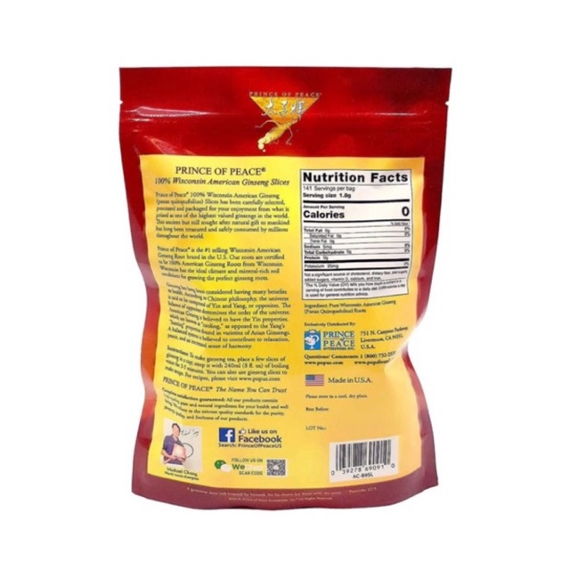 Nhân Sâm WISCONSIN Hoa Kỳ Thái Lát 255g