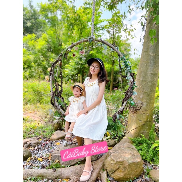 Đầm Smock Cánh Tiên Tay Ren Phong Cách Bánh Bèo Dễ Thương Cho Mẹ