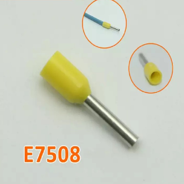 Đầu cos pin rỗng  E0.5-08; E0.75-08;E1.0-08;E1.5-08;E2.5-08;E4.0-09;E6.0-12;E10-12;E16-12 Túi 100