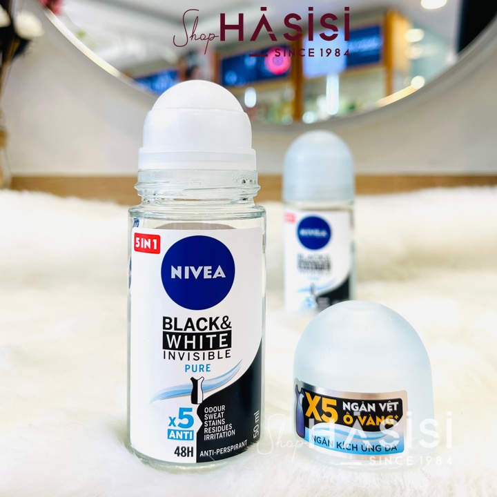 Lăn Khử Mùi Chống Ố Vàng NIVEA - Black &amp; White Invisible Anti-Perspirant 50ml