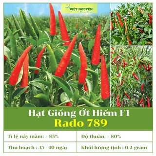 Hạt Giống Ớt Hiểm Lai F1 Rado 789 Dễ Trồng, Dễ Chăm Sóc, Rất Cay, Sai Quả, Nhanh Thu Hoạch [ 0,2 gram]