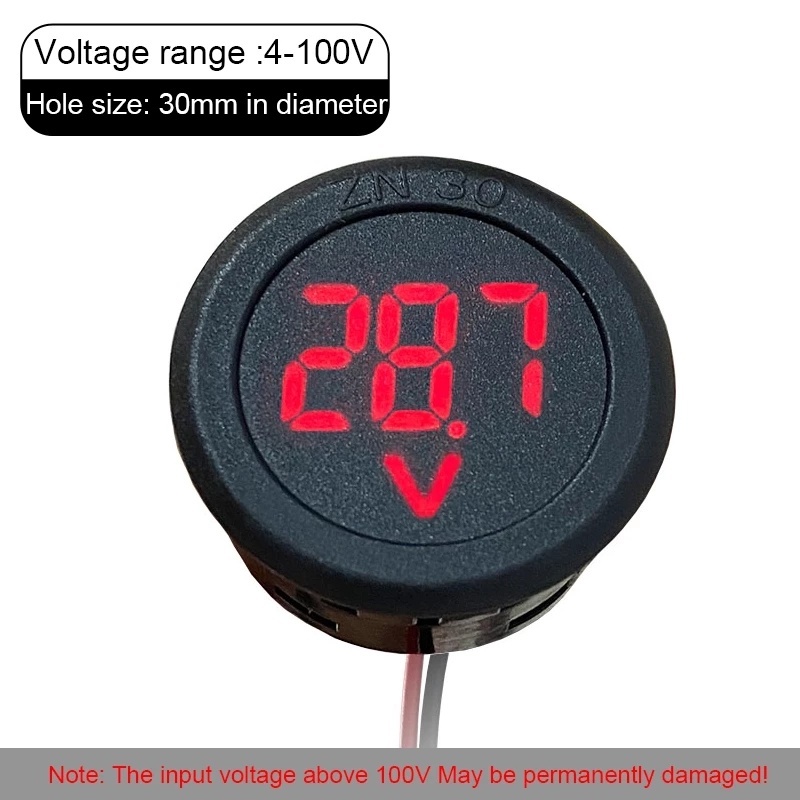 Vôn Kế DC 4-100V Có Màn Hình LED Kỹ Thuật Số Chống Nước Cho Xe Hơi