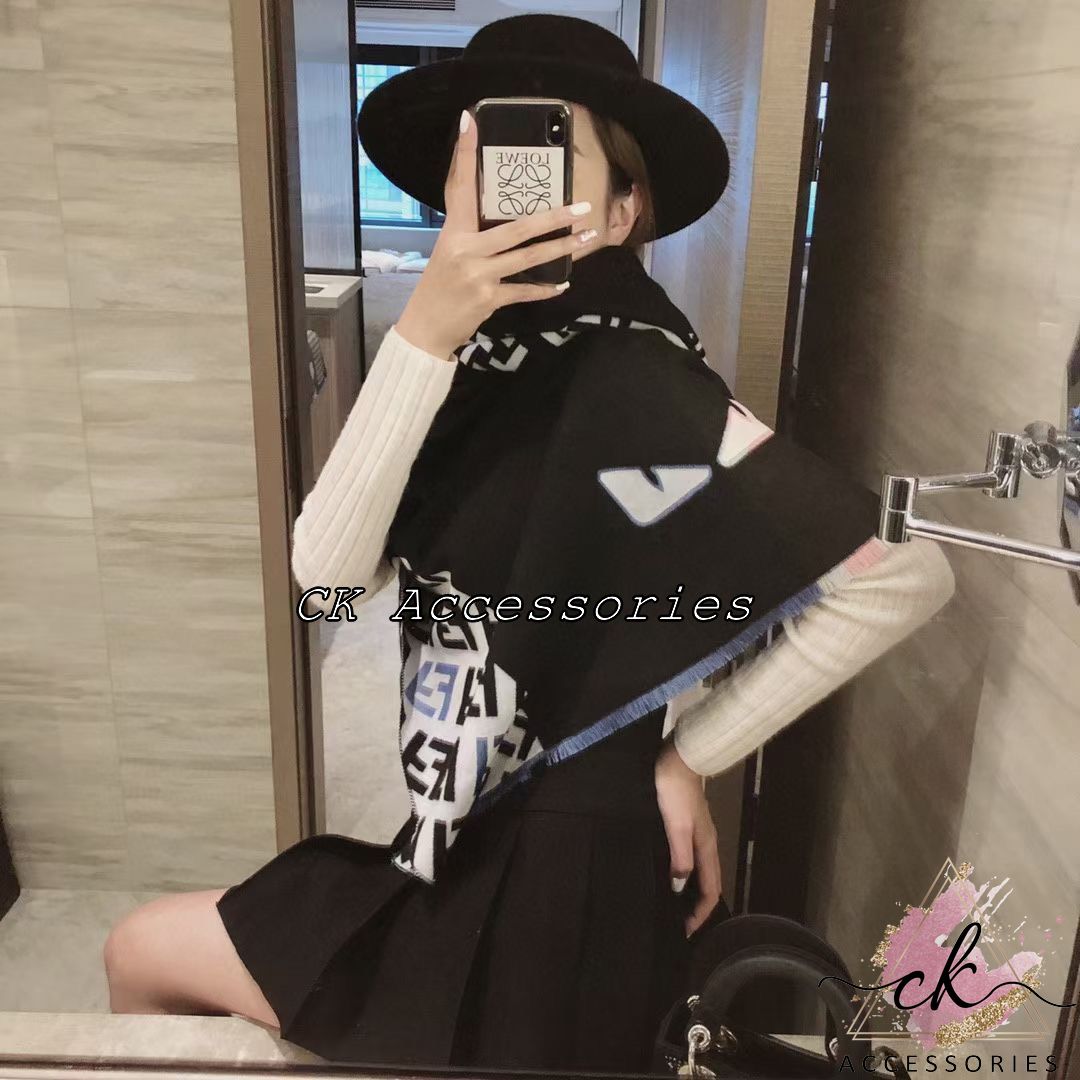 [Rẻ vô địch] [Ảnh thật] Khăn choàng Dạ Đen Nam Nữ Họa tiết F Mắt Mèo FULL BOX SANG TRỌNG ĐẲNG CẤP