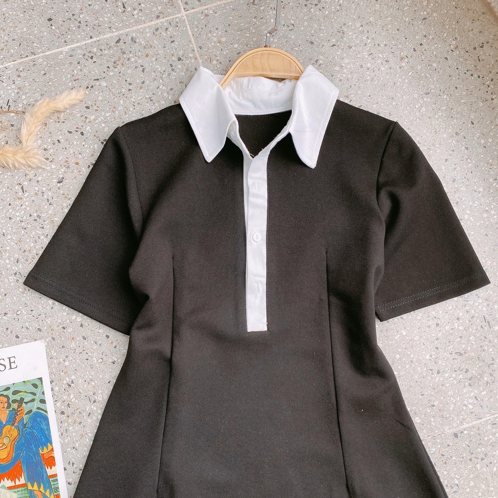 Đầm đen viền cổ trắng | BigBuy360 - bigbuy360.vn