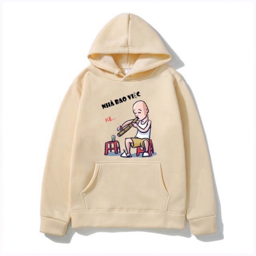 Áo Hoodies Ulzzang Nam Nữ Thu Đông Ấm Áp Chất Nỉ Mềm Mịn Không Nhăn, Không Xù In 3D Cartoon Nhà Bao Việc Xinh Cute