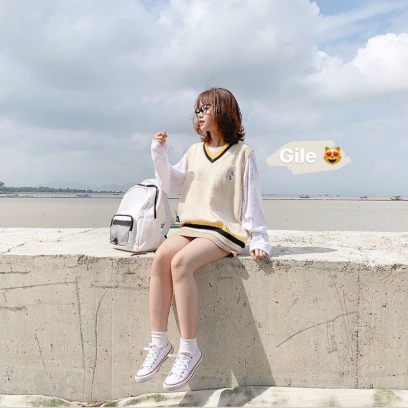 Áo len gile nữ thời trang