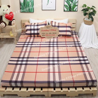 Bộ ga gối kẻ BBR chất liệu Poly Cotton giá siêu rẻ 1m6x2m