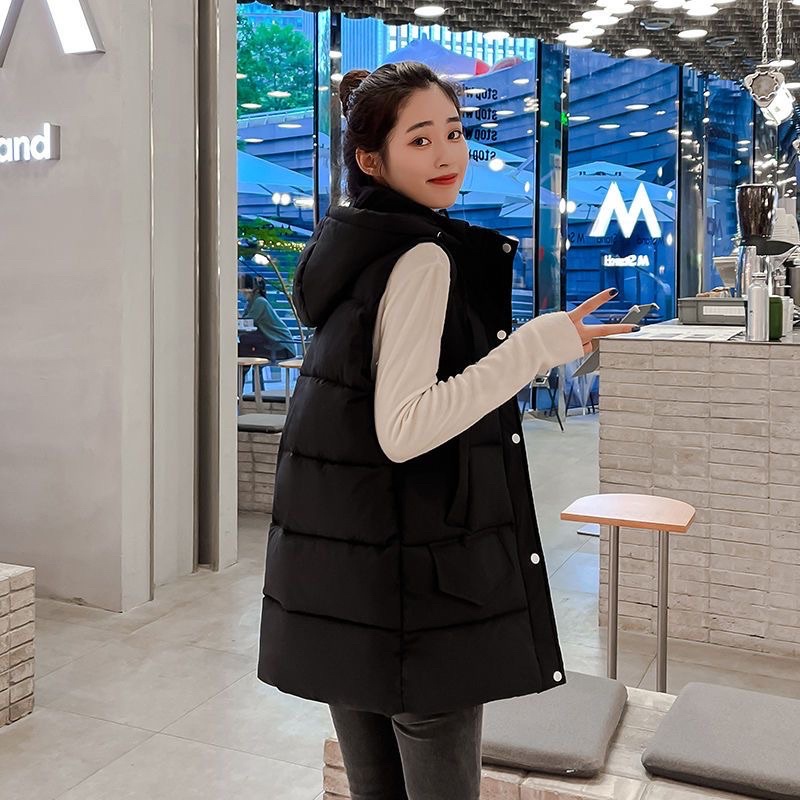 SẴN HÀNG -áo phao gile có mũ dáng hàn quốc