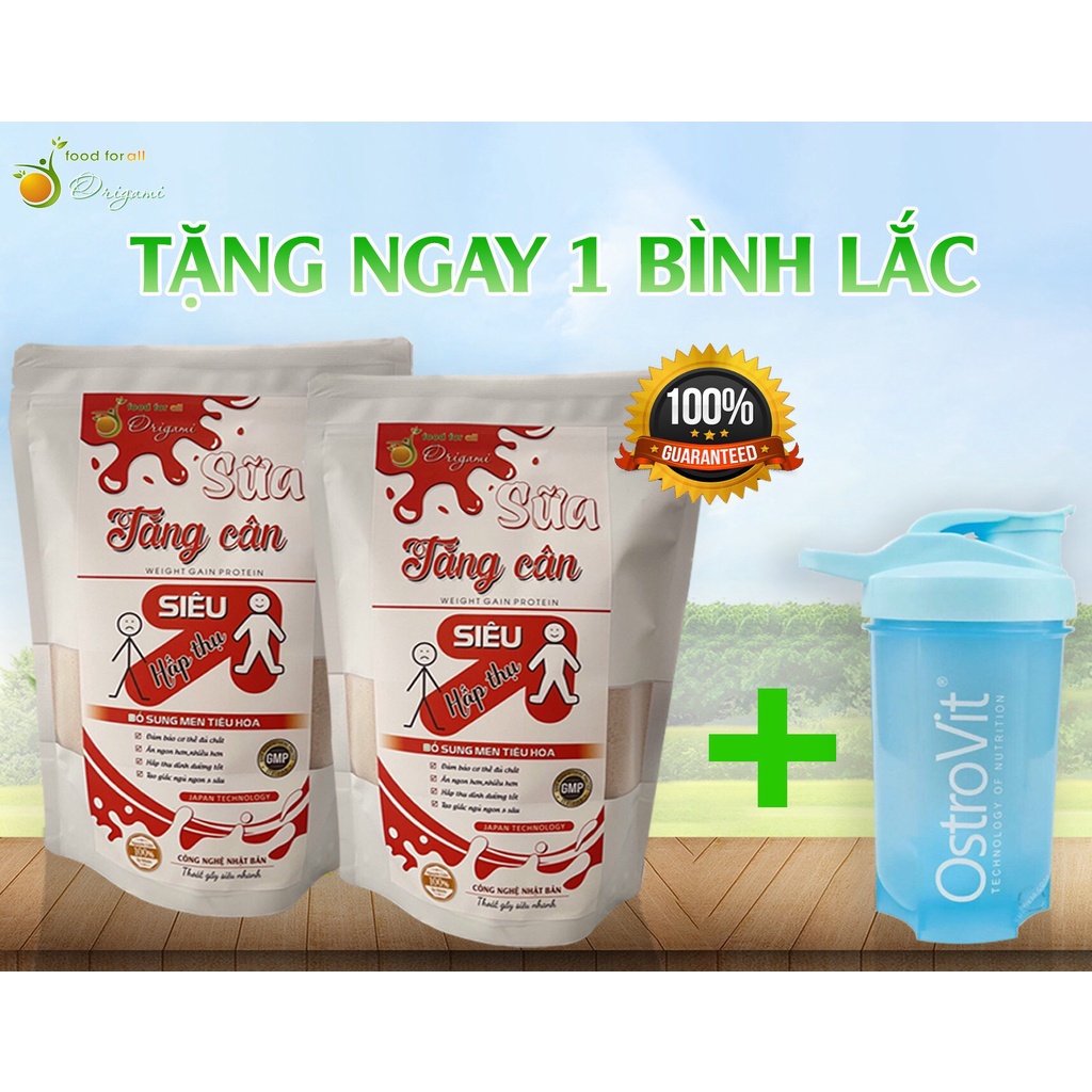 Sữa Tăng Cân - Weight Gain, Thoát gầy siêu nhanh, sữa tăng cân cho người gầy (Combo 2 túi + Tặng Bình Lắc)