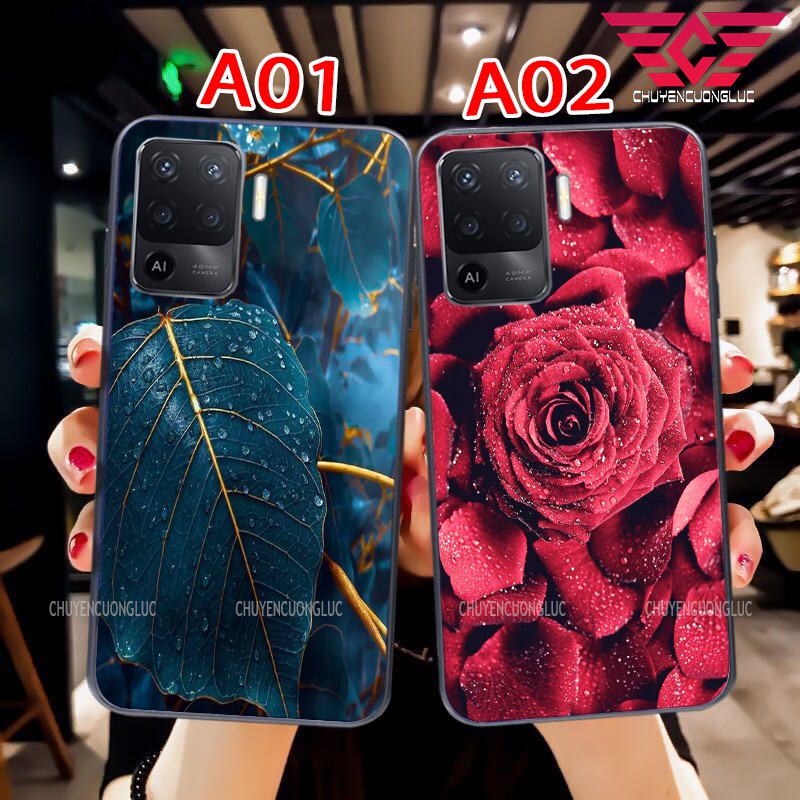 ỐP LƯNG OPPO A74/ A94 HÌNH HOA LÁ CỰC ĐẸP MẶT SAU BẰNG KÍNH