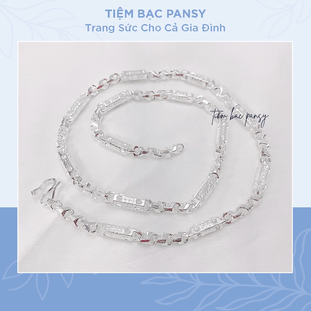 Dây chuyền bạc nam hình trụ kim tiền PANSY - Vòng cổ bạc ta cao cấp cho nam giới