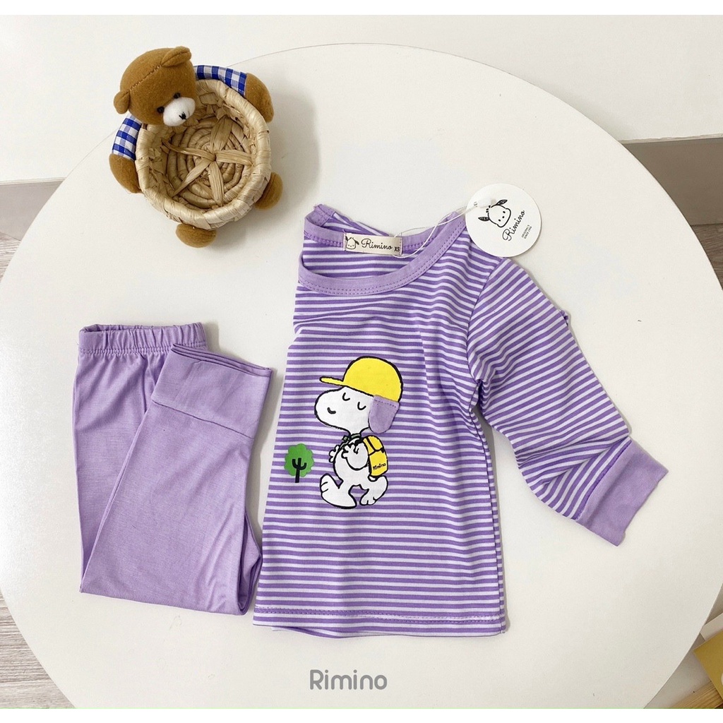 Bộ dài tay kẻ sọc hoạ tiết cún dễ thương cho bé Rimino