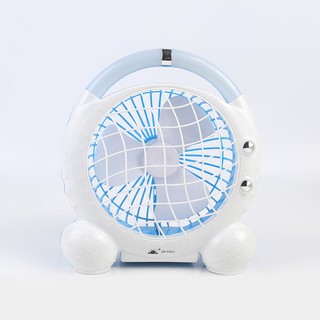 Quạt Sạc Tích Điện 2in1 Có Đèn Pin Mini Fan JR-5500, có tay cầm nên di chuyển dễ dàng ( Giao mẫu ngẫu nhiên )
