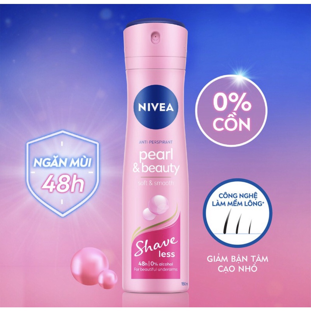 Xịt ngăn mùi NIVEA SHAVELESS ngọc trai đẹp quyến rũ