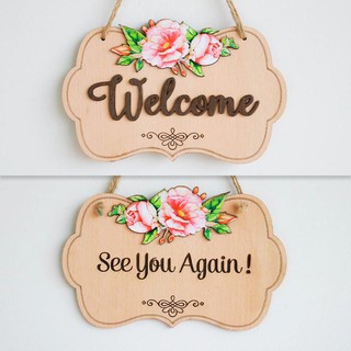 Bảng gỗ MỘC DECOR treo tường WELCOME 2 mặt trang trí cửa hàng