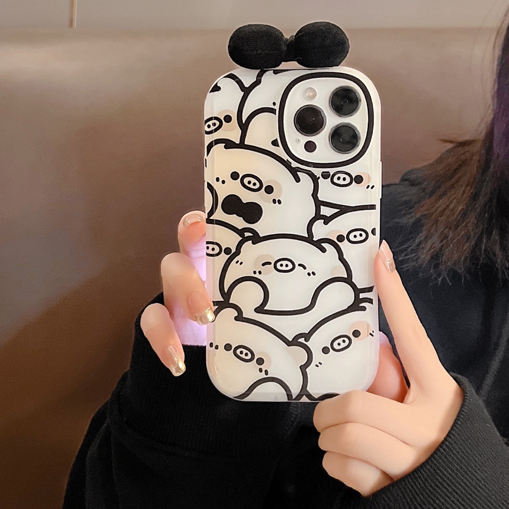 Đen Ốp Điện Thoại Mềm Hình Chú Heo Vẽ Phác Thảo 3d Cho iphone 7 8 plus x xr xs 11 12 13 14 15 mini pro max se 2020