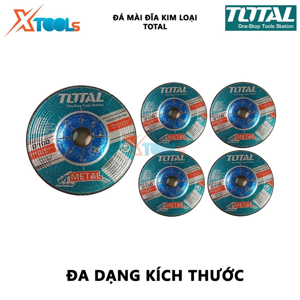 Đá mài kim loại TOTAL | Đĩa mài kim loại Size:100-230mm(4&quot;-9&quot;)X6.0mm(1/4&quot;)X16-22mm(7/8&quot;) [XTOOLS]