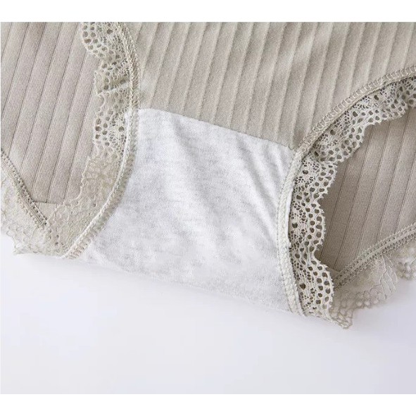 Quần Lót Nữ - Quần Lót Cotton gân tăm kháng khuẩn mềm mại - phối viền ren DAN STORE Mã 1005