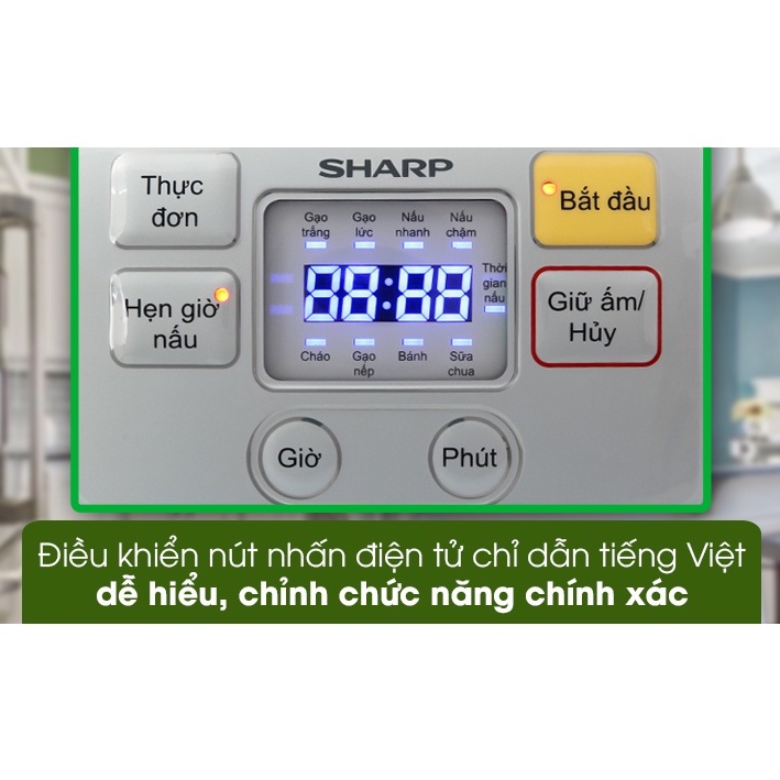 Nồi cơm điện tử mini Sharp chống dính KS-COM08V-SL 0.72 lít cho gia đình 2-3 người - HAPOS