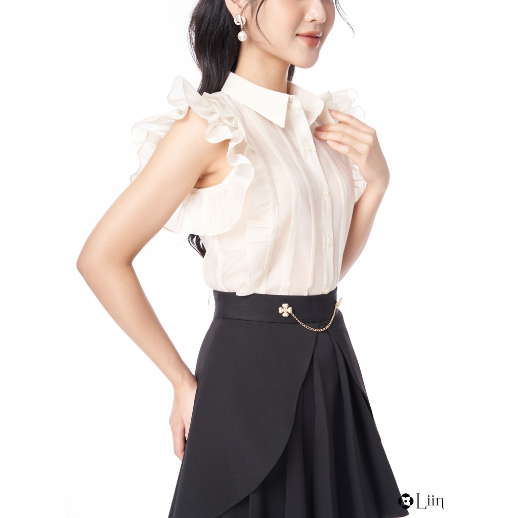 Chân váy ngắn linbi mango màu đen xòe kiểu dáng trẻ trung, năng động liin clothing J4352