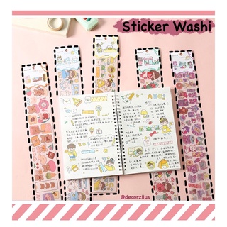 Sticker dài dán sổ dễ thương chống thấm nước hình cô gái và bữa tiệc