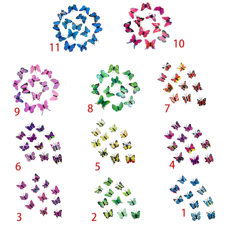 Set 10 Kẹp Tóc Hình Bướm 3D Bằng Kim Loại Nhiều Màu Sắc Dành Cho Cô Dâu