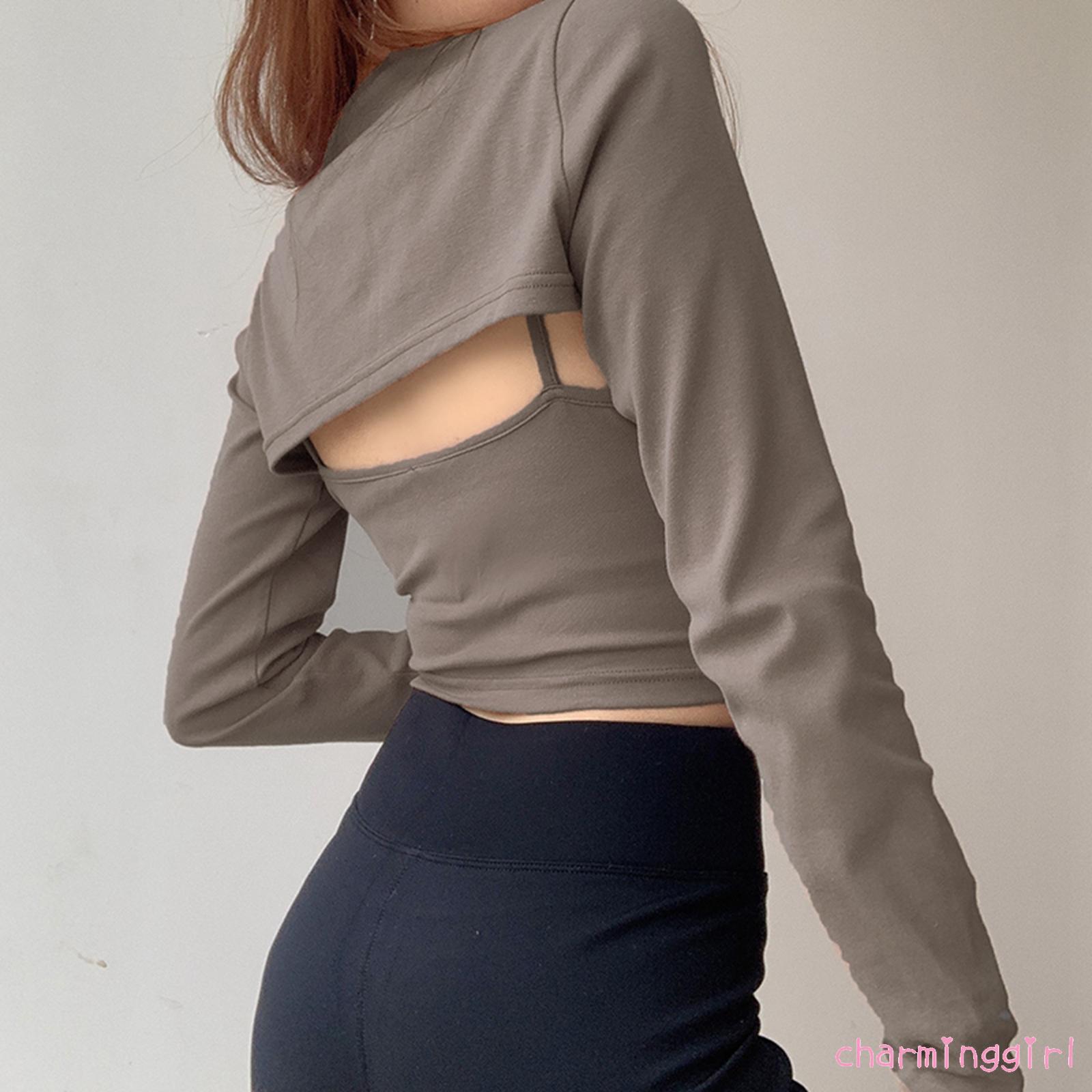 Áo Khoác Tay Dài Cổ Tròn Màu Trơn + Áo Không Tay Cổ Chữ U Thời Trang Cho Nữ | BigBuy360 - bigbuy360.vn