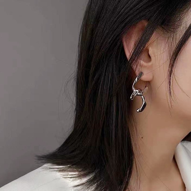 Khuyên Tai Kim Loại Hình Chữ Thập Phong Cách Retro Cá Tính