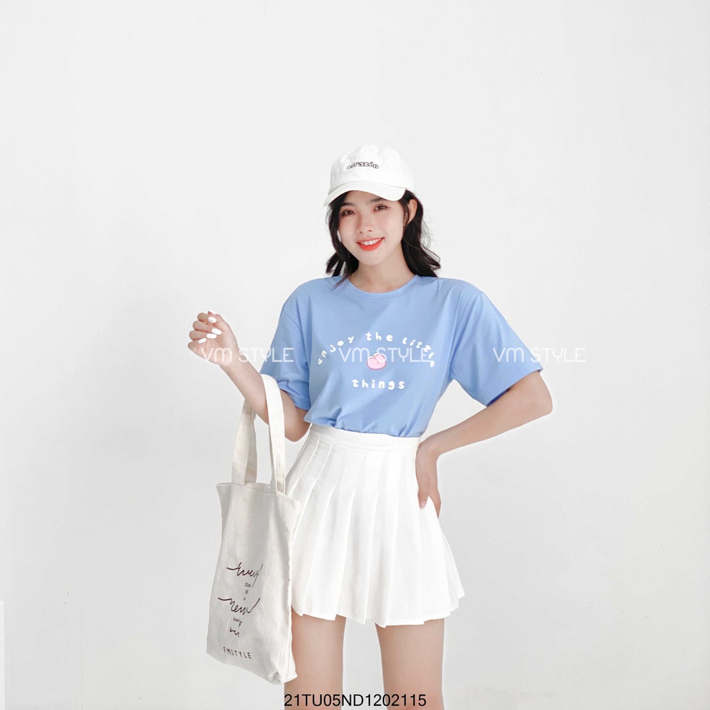 Áo thun nữ unisex tay ngắn VM STYLE, áo phông đẹp đi học in Enjoy the little ulzzang 22ATU03ND0602