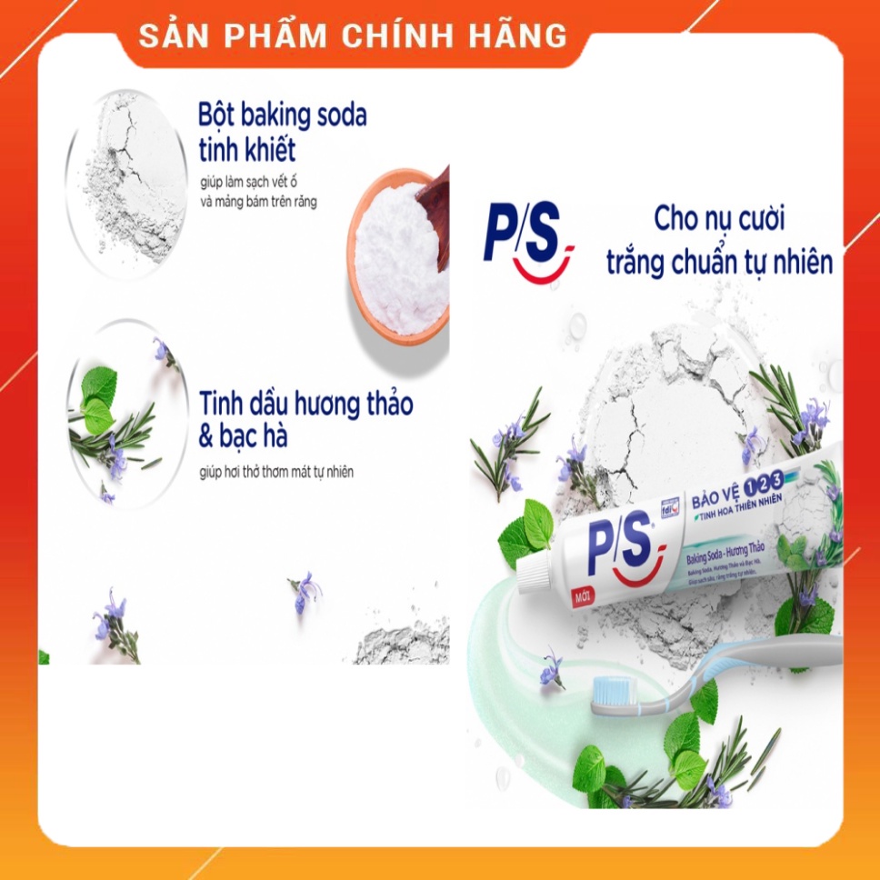 Combo 3 Kem đánh răng P/S Baking Soda Hương Thảo 180g/hộp