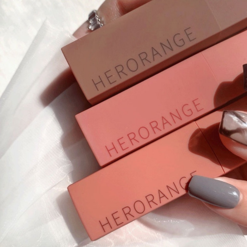 Son môi Herorange kết cấu mờ dưỡng ẩm mềm mại kháng nước trang điểm lâu trôi Môi của tôi nhưng tốt hơn