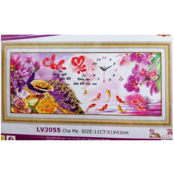 Tranh thêu chữ thập cha mẹ LV3055 (91 x 43 cm)