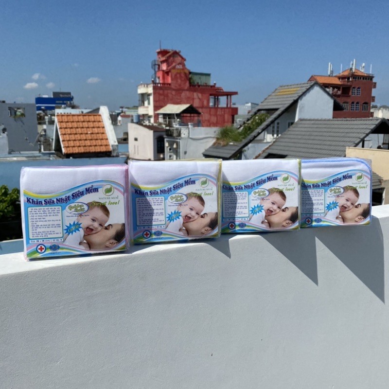 (Giá cho 1 khăn) Khăn sữa, khăn xô, khăn lau mặt 4 lớp, 100% cotton kháng khuẩn an toàn cho bé - Nature Mum