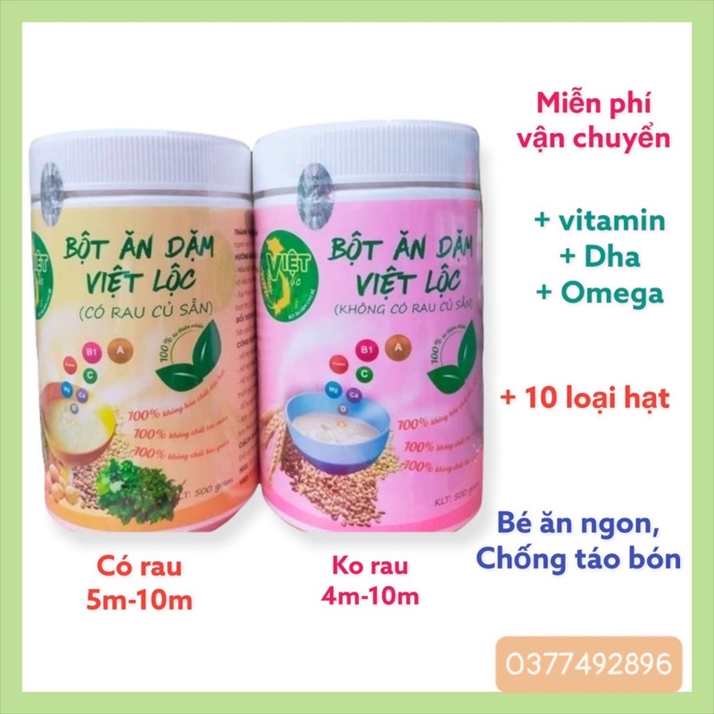 Bột ăn dặm cho bé 4,5,6 tháng..Việt lộc - bột cho trẻ ăn dặm - Freeship - dinh dưỡng, an toàn, chống táo bón