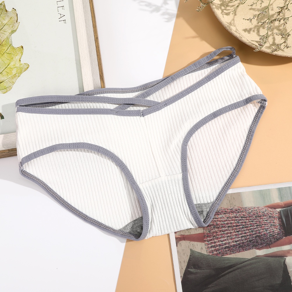 Quần lót cotton AIJOLEN màu trơn viền màu lưng thấp không đường may thoáng khí cho nữ