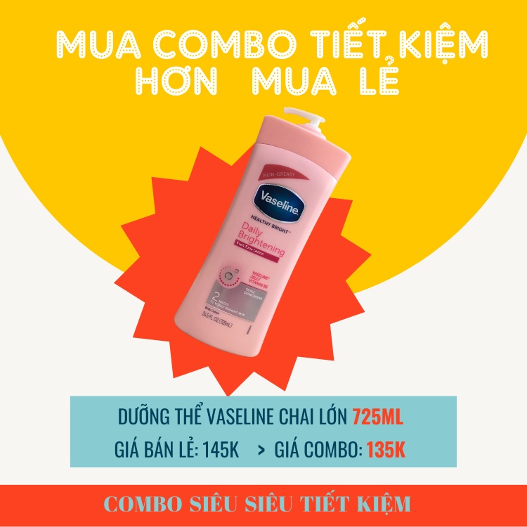 COMBO Dưỡng Trắng, Chăm Sóc Phục Hồi Da Vaseline Kết Hợp Kem Chống Nắng HOLIKEY Vật Lý Kiềm Dầu TONE UP SPF50+