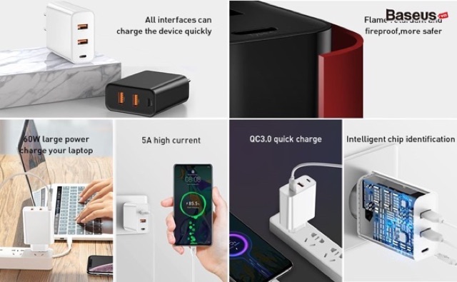 Bộ sạc nhanh 60w đa năng, công suất cao BS PPS Quick Charger cho Smartphone/ Tablet/ Laptop