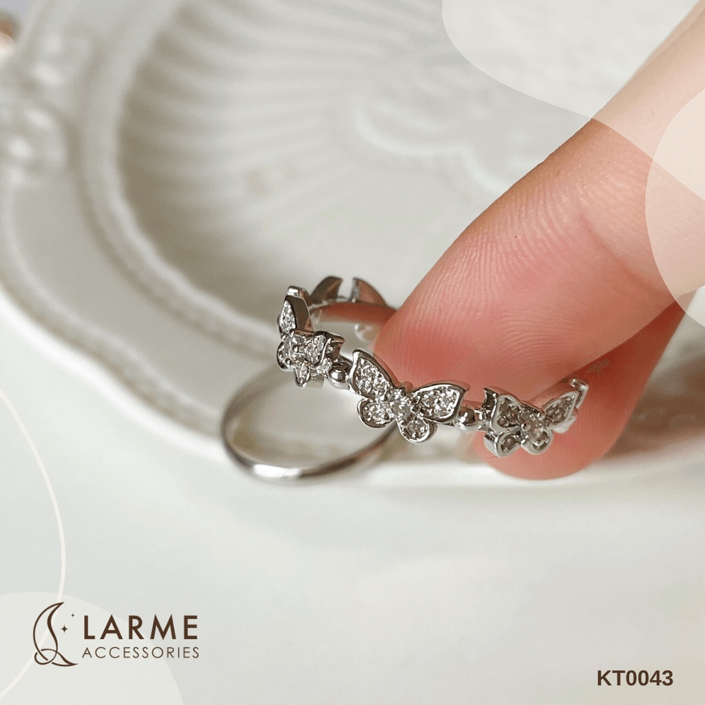 Nhẫn titan mạ vàng sang trọng hoạ tiết cánh bướm Larme Accessories - N0026