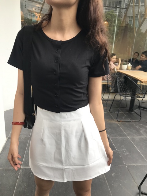 [ Mã WASTAPR giảm 10K đơn 50K] Áo croptop cúc nhiều màu - áo nữ cộc tay cúc mở | BigBuy360 - bigbuy360.vn