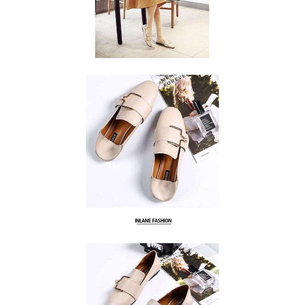 Giày Búp Bê Da Mũi Vuông Thời Trang Mùa Thu 2019 Dành Cho Nữ