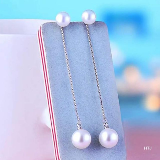 Bông tai bạc Bông bạc 925 tua ngọc nhân tạo Van Jewelry V10625